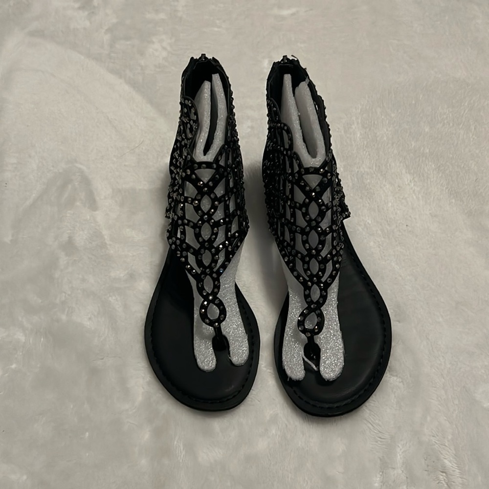 Black sparkly flats
